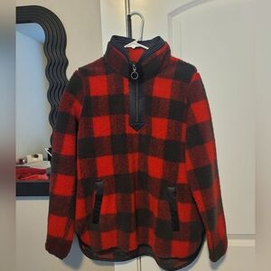 A&F Checkerd Quarter Zip Fleece Size M